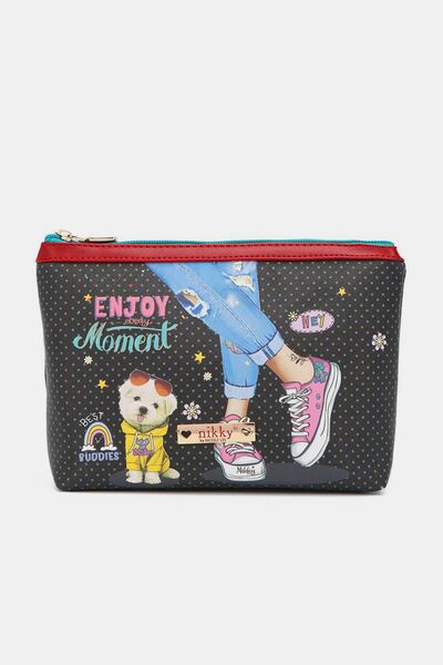 Nicole Lee USA Printed Large Cosmetic Pouch Enjoy Every Moment One Size Bags