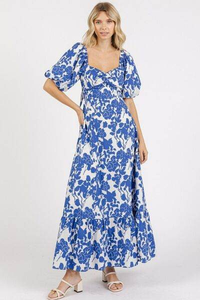Mittoshop Cutout Back Floral Sweetheart Neck Puff Sleeve Dress - Shop Style & More | Fresh Looks, Everyday Deals & Free Shipping