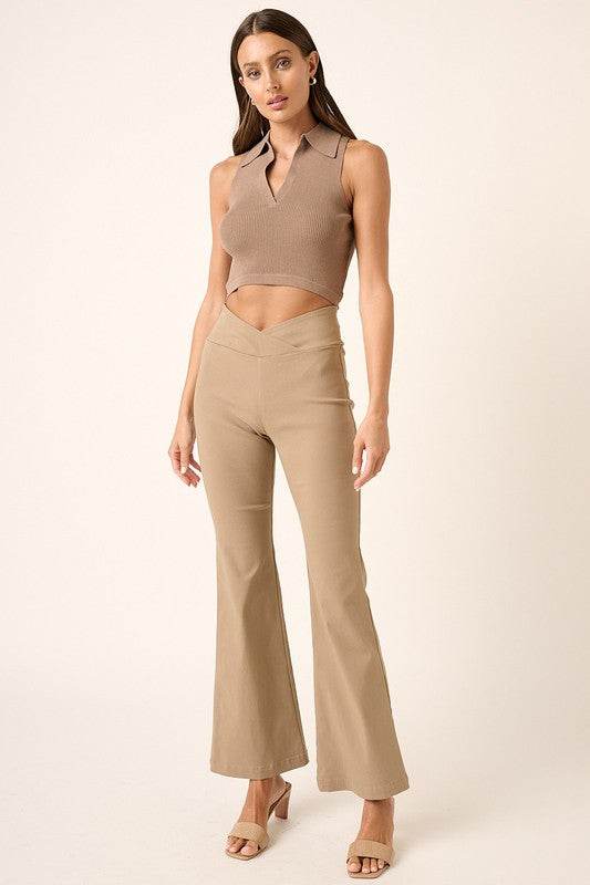 Mittoshop Surplice V Waist Flare Pants - Shop Style & More | Fresh Looks, Everyday Deals & Free Shipping