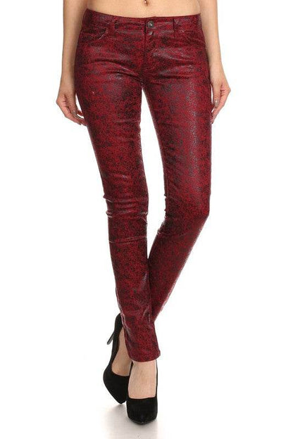 Low Rise Metallic Print Skinny jeans Pants - Shop Style & More | Fresh Looks, Everyday Deals & Free Shipping