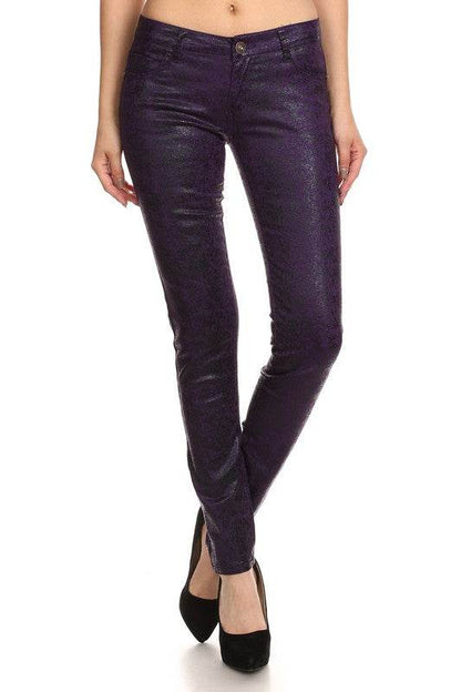 Low Rise Metallic Print Skinny jeans Pants - Shop Style & More | Fresh Looks, Everyday Deals & Free Shipping