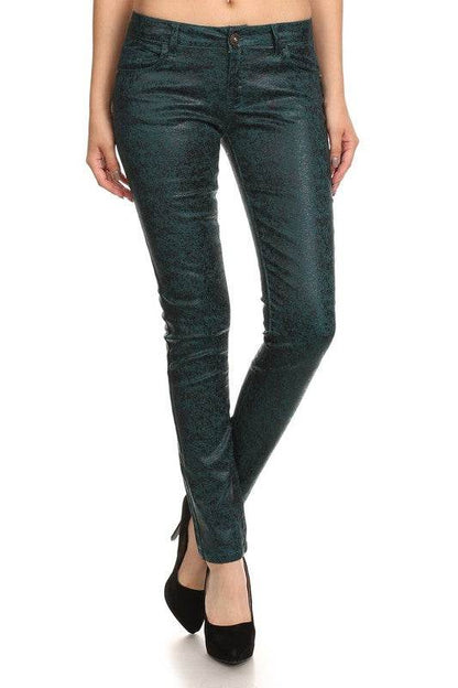 Low Rise Metallic Print Skinny jeans Pants - Shop Style & More | Fresh Looks, Everyday Deals & Free Shipping