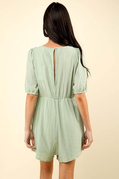 VERY J Lace Detail Puff Sleeve Romper with Pockets - Shop Style & More | Fresh Looks, Everyday Deals & Free Shipping