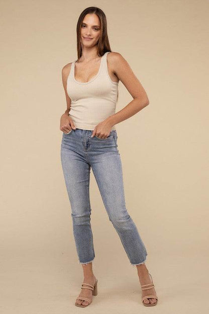 Ribbed Bra Padded V-Neck Tank Top - Shop Style & More | Fresh Looks, Everyday Deals & Free Shipping
