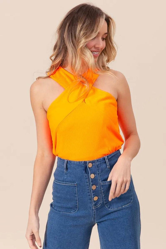 BiBi Rib Knit Cross Neck Banded Top - Shop Style & More | Fresh Looks, Everyday Deals & Free Shipping