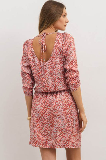 Red Leopard Print Long Sleeve Hollowed Back Dress - Shop Style & More | Fresh Looks, Everyday Deals & Free Shipping