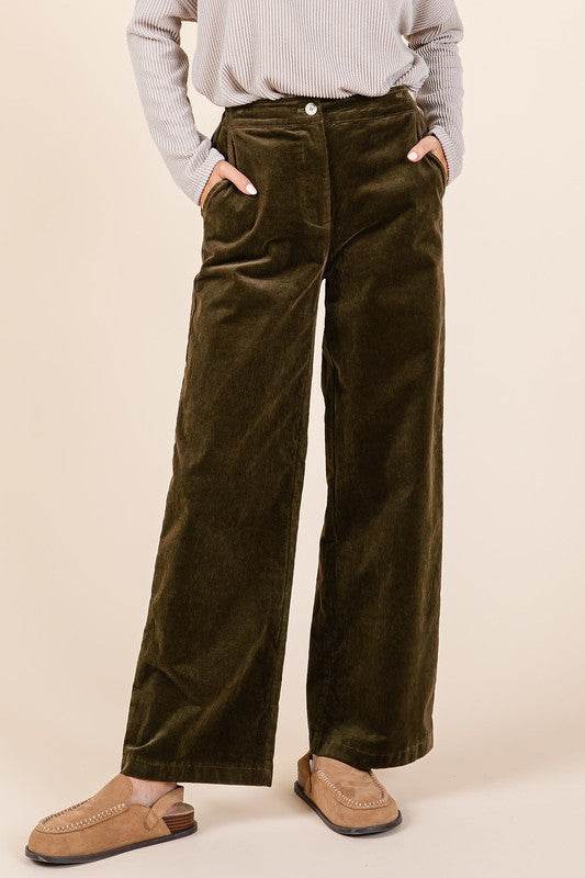 Mittoshop Corduroy Back Elastic Waist Pants - Shop Style & More | Fresh Looks, Everyday Deals & Free Shipping