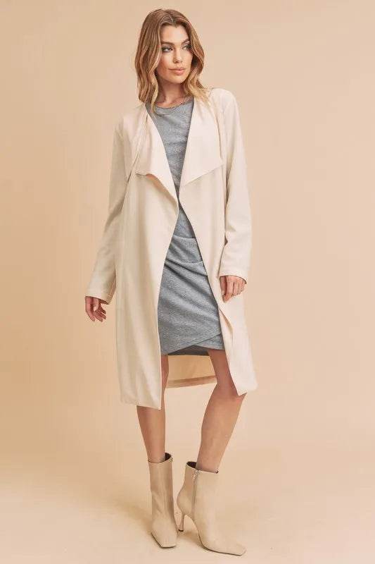 Aemi + Co Open Front Long Sleeve Longline Coat - Shop Style & More | Fresh Looks, Everyday Deals & Free Shipping
