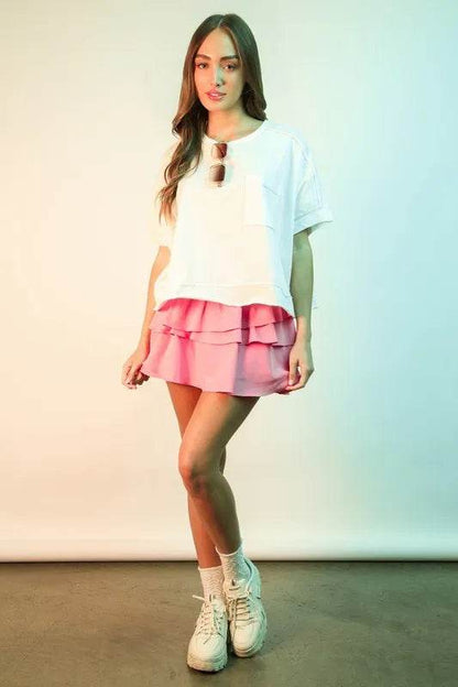 VERY J Riffled Tiered Layers Activewear Skirt with Shorts - Shop Style & More | Fresh Looks, Everyday Deals & Free Shipping