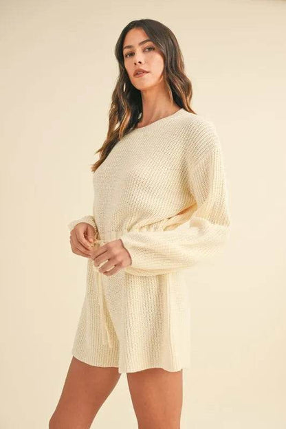 MABLE Round Neck Long Sleeve Sweater Romper - Shop Style & More | Fresh Looks, Everyday Deals & Free Shipping