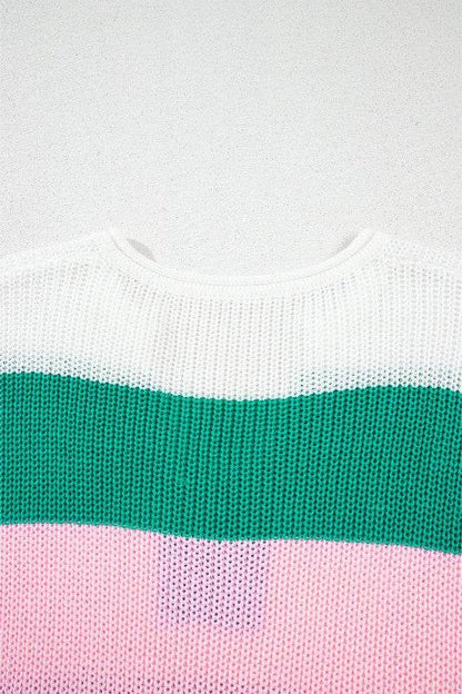 Multicolour Colorblock Notch V Neck Knit T Shirt - Shop Style & More | Fresh Looks, Everyday Deals & Free Shipping