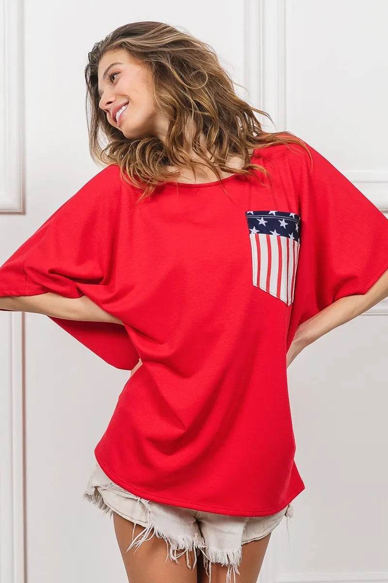 BiBi French Terry With Front Pocket Dolman Sleeves Top - Shop Style & More | Fresh Looks, Everyday Deals & Free Shipping