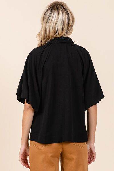 Mittoshop Airflow Short Bubble Sleeve Button Down Shirt - Shop Style & More | Fresh Looks, Everyday Deals & Free Shipping
