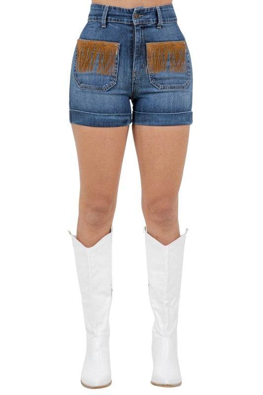 Willow Denim Fringe Short in Dark Wash - Shop Style & More | Fresh Looks, Everyday Deals & Free Shipping