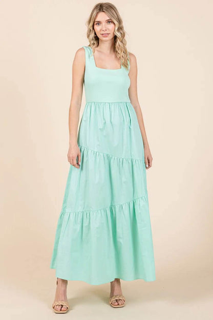 Mittoshop Mix Media Square Neck Maxi Dress - Shop Style & More | Fresh Looks, Everyday Deals & Free Shipping