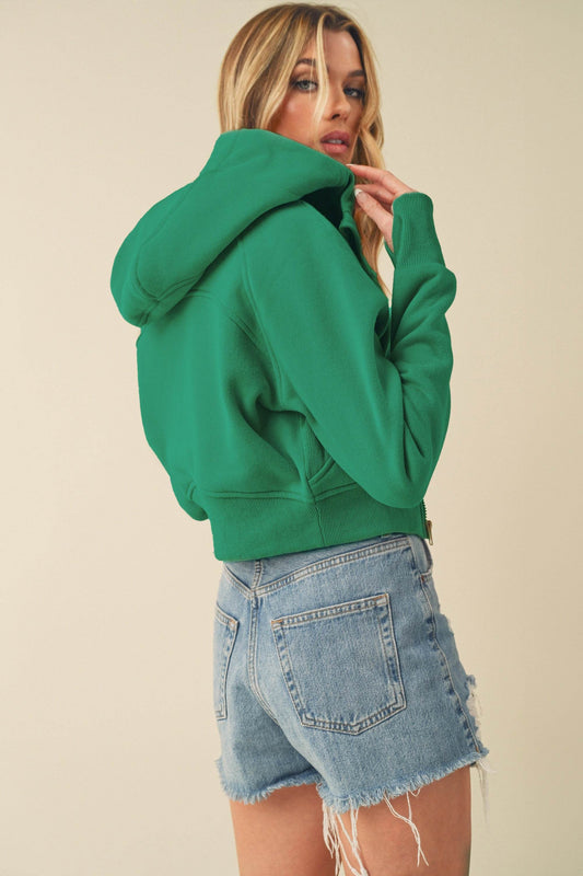 Aemi + Co Zip Up Raglan Sleeve Cropped Hoodie - Shop Style & More | Fresh Looks, Everyday Deals & Free Shipping