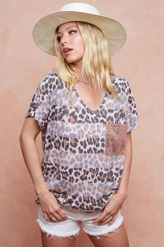 BiBi Leopard Stripe Printed Jersey T-Shirt - Shop Style & More | Fresh Looks, Everyday Deals & Free Shipping