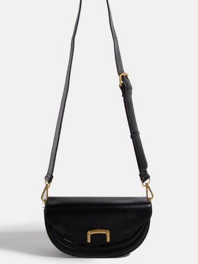 Fame Buckle Closure Crescent Faux Leather Crossbody Bag Bags