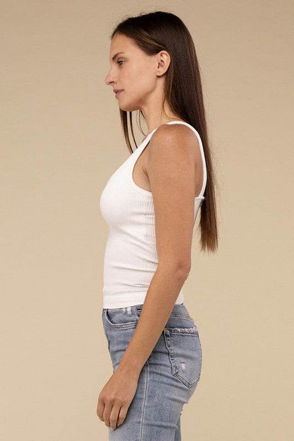 Ribbed Bra Padded V-Neck Tank Top - Shop Style & More | Fresh Looks, Everyday Deals & Free Shipping