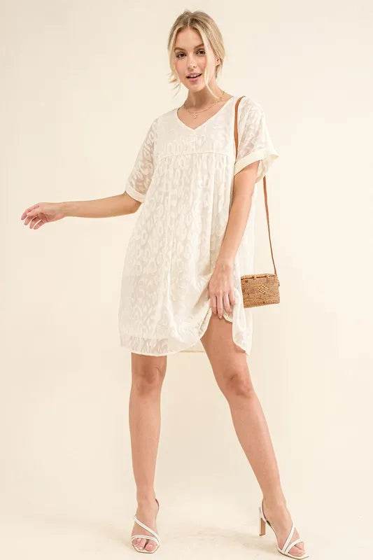 And The Why Woven Leopard Baby Doll Roll-Sleeve Casual Dress - Shop Style & More | Fresh Looks, Everyday Deals & Free Shipping