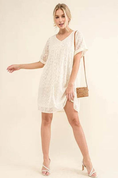 And The Why Woven Leopard Baby Doll Roll-Sleeve Casual Dress - Shop Style & More | Fresh Looks, Everyday Deals & Free Shipping
