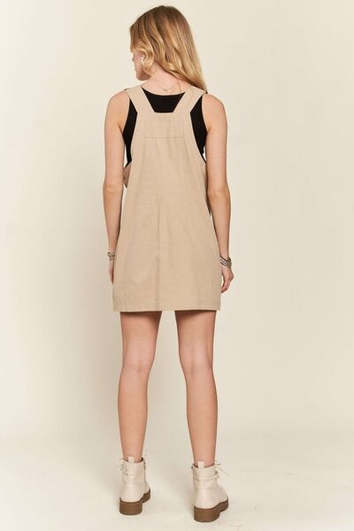 ADORA Adjustable Wide Strap Square Neck Overall Dress Casual Dresses