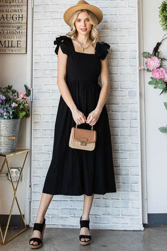 LINEN RUFFLE MID DRESS - Shop Style & More | Fresh Looks, Everyday Deals & Free Shipping