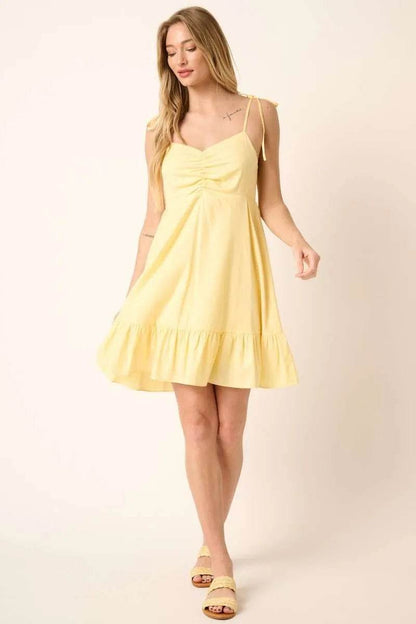 Mittoshop Ruched Detail Spaghetti Tie Mini Dress - Shop Style & More | Fresh Looks, Everyday Deals & Free Shipping