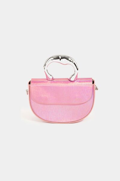 Fame Glossy Semi Circle Top Handle Bag Pink One Size Bags