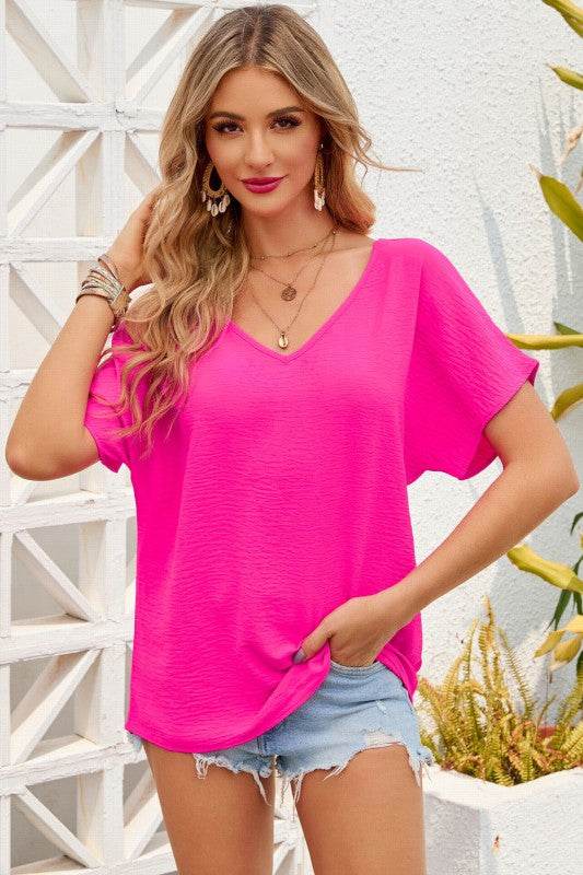 Laurel V Neck Short Sleeve Blouse - Shop Style & More | Fresh Looks, Everyday Deals & Free Shipping