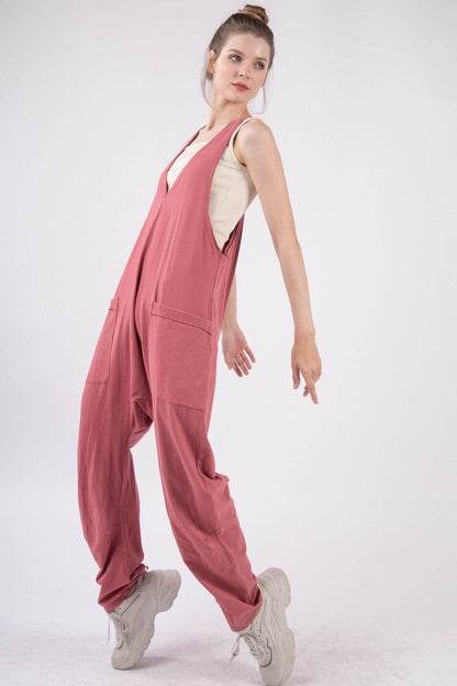 VERY J Plunge Sleeveless Jumpsuit with Pockets - Shop Style & More | Fresh Looks, Everyday Deals & Free Shipping