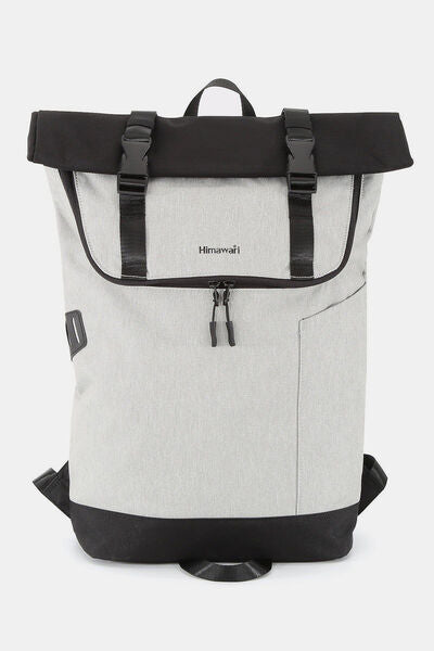 Himawari Contrast Waterproof Canvas Backpack Bag Light Gray One Size Bags