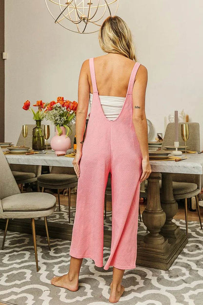 BiBi Textured Jacquard Jumpsuit with Side Pockets - Shop Style & More | Fresh Looks, Everyday Deals & Free Shipping