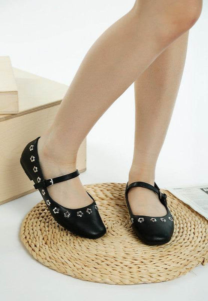 Tanzer Floral Eyelet Strapped Ballerinas - Shop Style & More | Fresh Looks, Everyday Deals & Free Shipping