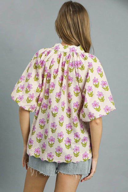 Umgee Floral Print Puff Sleeve Blouse - Shop Style & More | Fresh Looks, Everyday Deals & Free Shipping