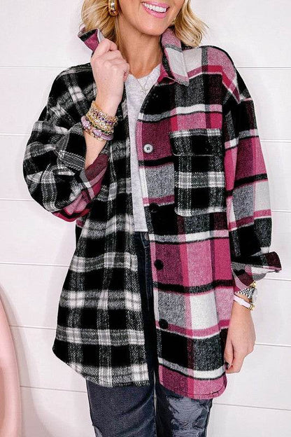 Black Plaid Colorblock Loose Shacket - Shop Style & More | Fresh Looks, Everyday Deals & Free Shipping