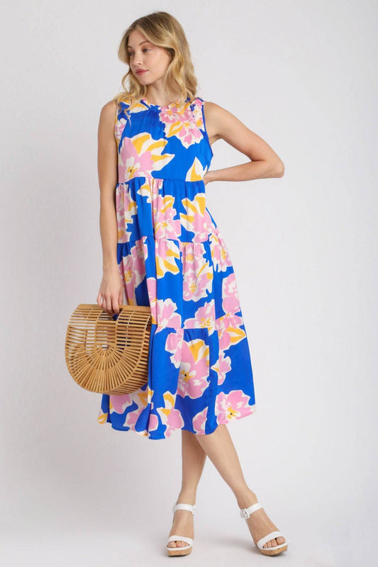 Umgee Full Size Floral Tiered Midi Tank Dress Plus Size - Shop Style & More | Fresh Looks, Everyday Deals & Free Shipping