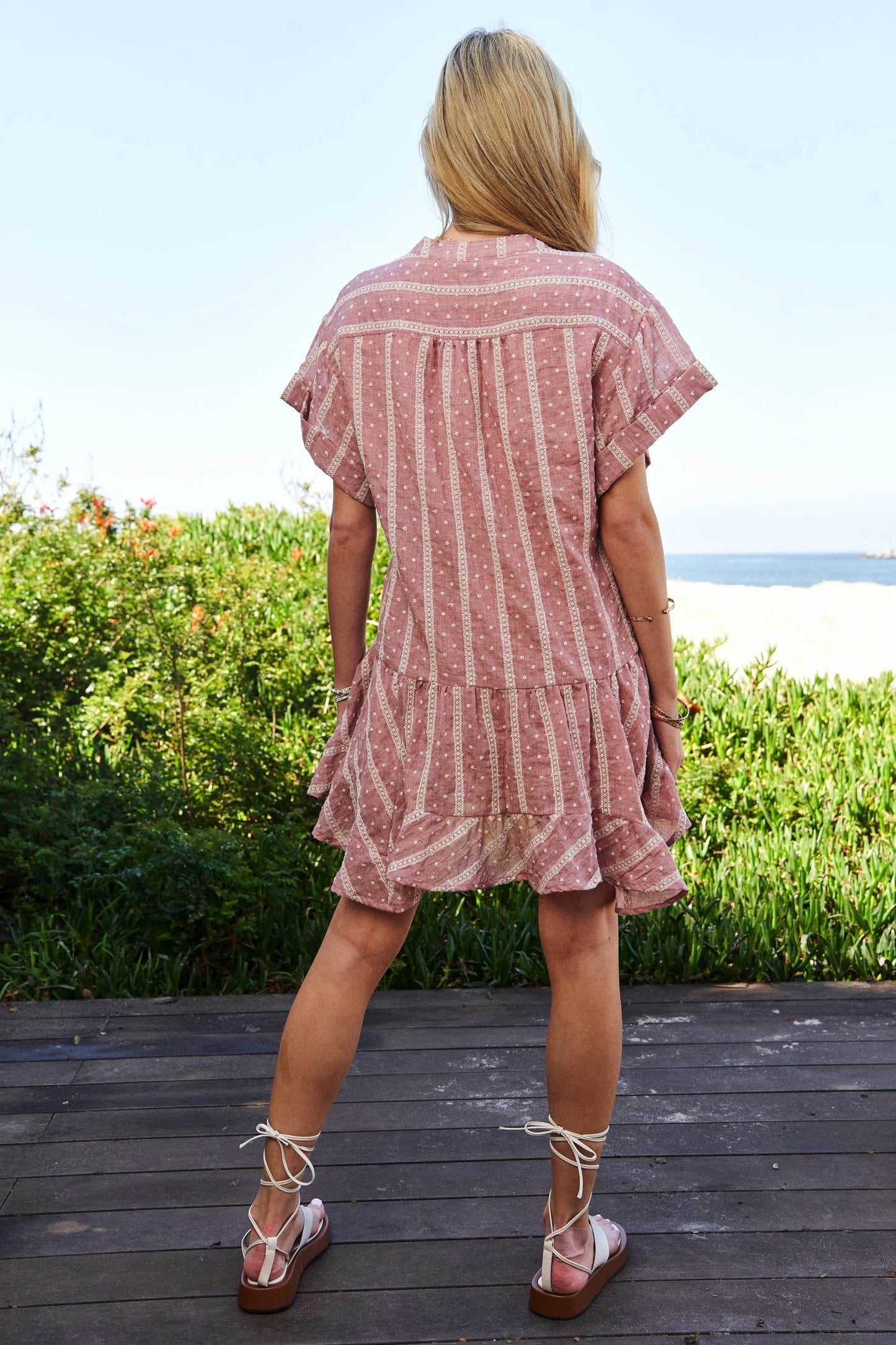 Davi & Dani Embroidery V Neck Short Sleeve Ruffled Mini Dress - Shop Style & More | Fresh Looks, Everyday Deals & Free Shipping