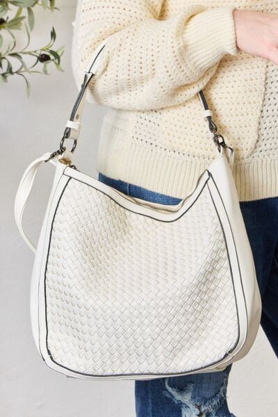 SHOMICO Weaved Vegan Leather Handbag WHITE One Size Bags