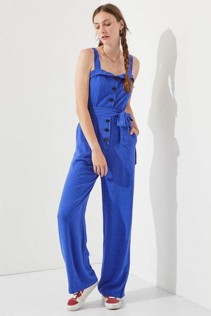 SLEEVELESS ADJUSTABLE STRAP BUTTON DOWN JUMPSUIT - Shop Style & More | Fresh Looks, Everyday Deals & Free Shipping