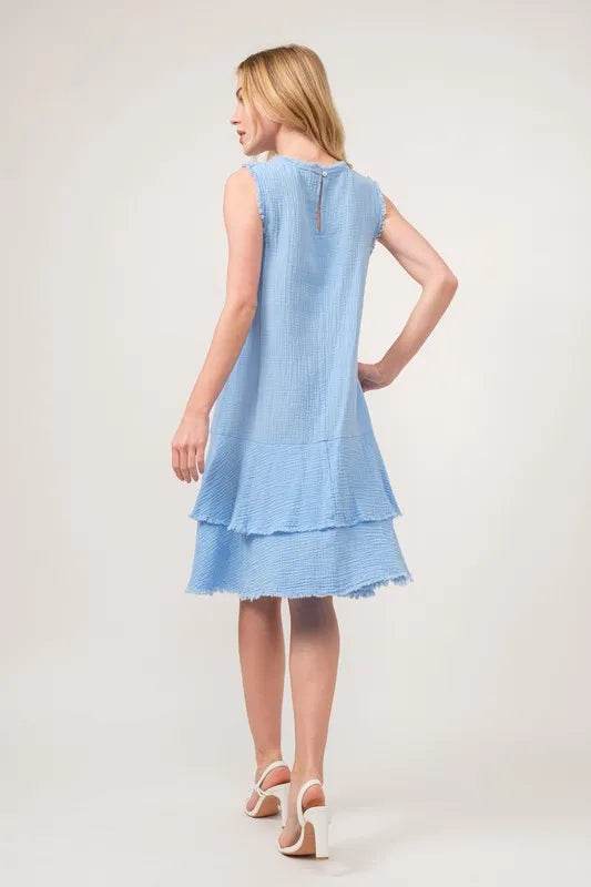 And The Why Washed Fringe Detail Tiered Dress - Shop Style & More | Fresh Looks, Everyday Deals & Free Shipping