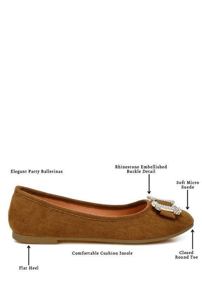 Prajik Rhinestone Buckle Detail Ballerinas - Shop Style & More | Fresh Looks, Everyday Deals & Free Shipping