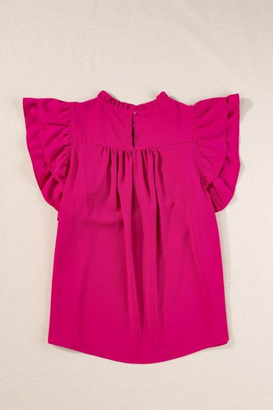 Dayana Ruffled Flutter Sleeve Pleated Blouse - Shop Style & More | Fresh Looks, Everyday Deals & Free Shipping
