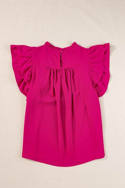 Dayana Ruffled Flutter Sleeve Pleated Blouse - Shop Style & More | Fresh Looks, Everyday Deals & Free Shipping
