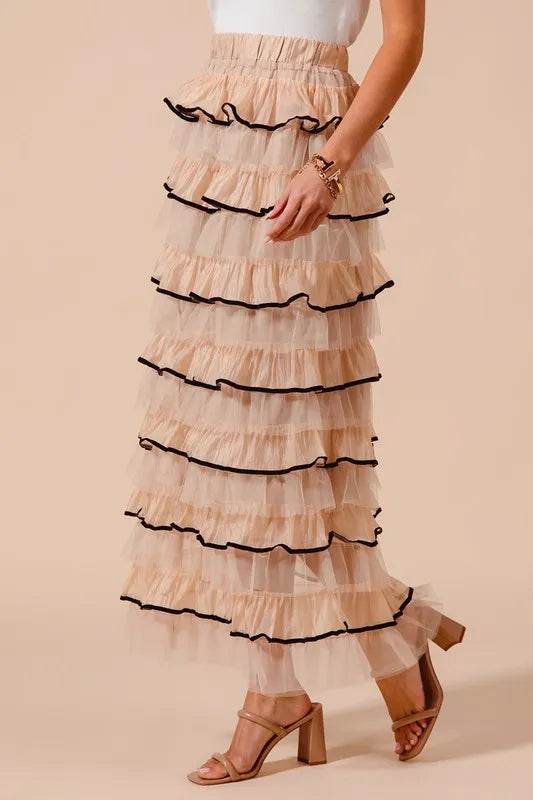 SO ME Layered Ruffled Tulle Maxi Skirt - Shop Style & More | Fresh Looks, Everyday Deals & Free Shipping