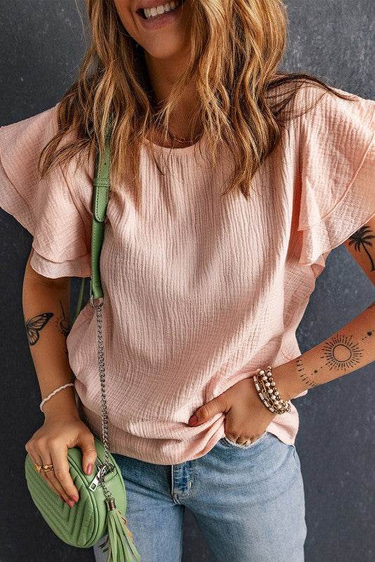 Sabrina Tiered Ruffled Short Sleeve Blouse - Shop Style & More | Fresh Looks, Everyday Deals & Free Shipping