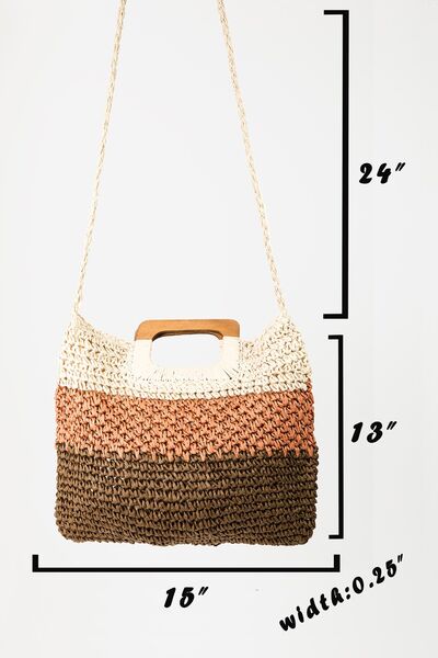 Fame Color Block Double-Use Braided Tote Bag Bags