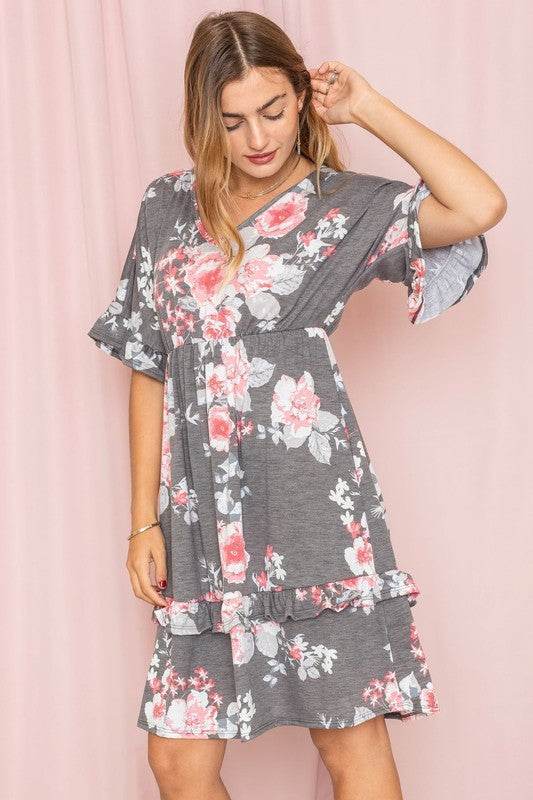 Floral V Neck Ruffle Dress - Shop Style & More | Fresh Looks, Everyday Deals & Free Shipping