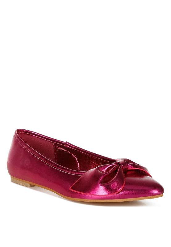 Bromelia Metallic Pleather Bow Ballerinas - Shop Style & More | Fresh Looks, Everyday Deals & Free Shipping
