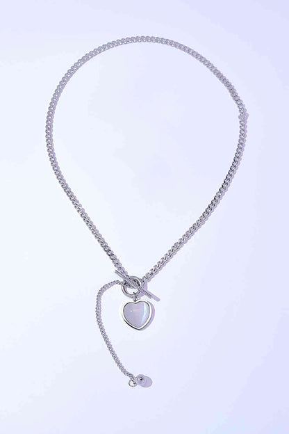 Titanium Steel Heart Necklace Silver One Size Necklace